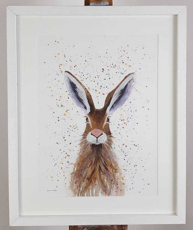 Hare Watercolour Painting - 'Acorn' 17" x 12"