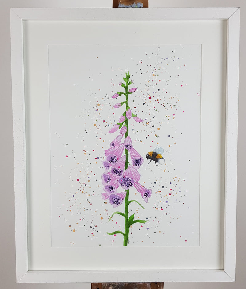 Foxglove & Bee Watercolour Painting - 'A Day's Work' 17" x 12"