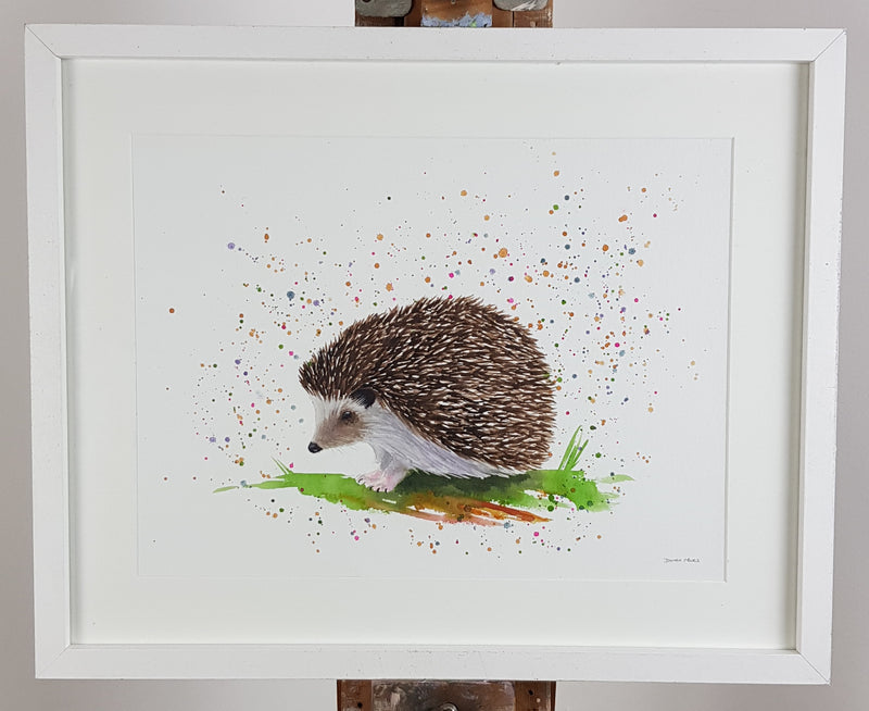 Hedgehog Watercolour Painting - 'Herb' 17" x 12"