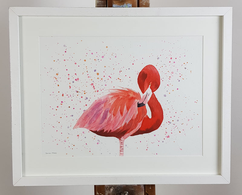 Flamingo Watercolour Painting - 'Phoebe' 17" x 12"