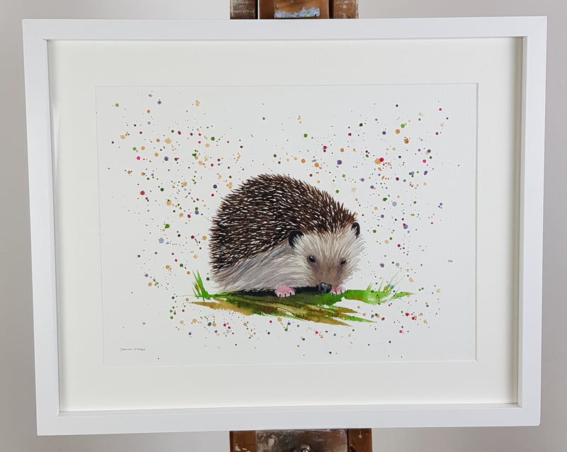 Hedgehog Watercolour Painting - 'Henry' 17" x 12"