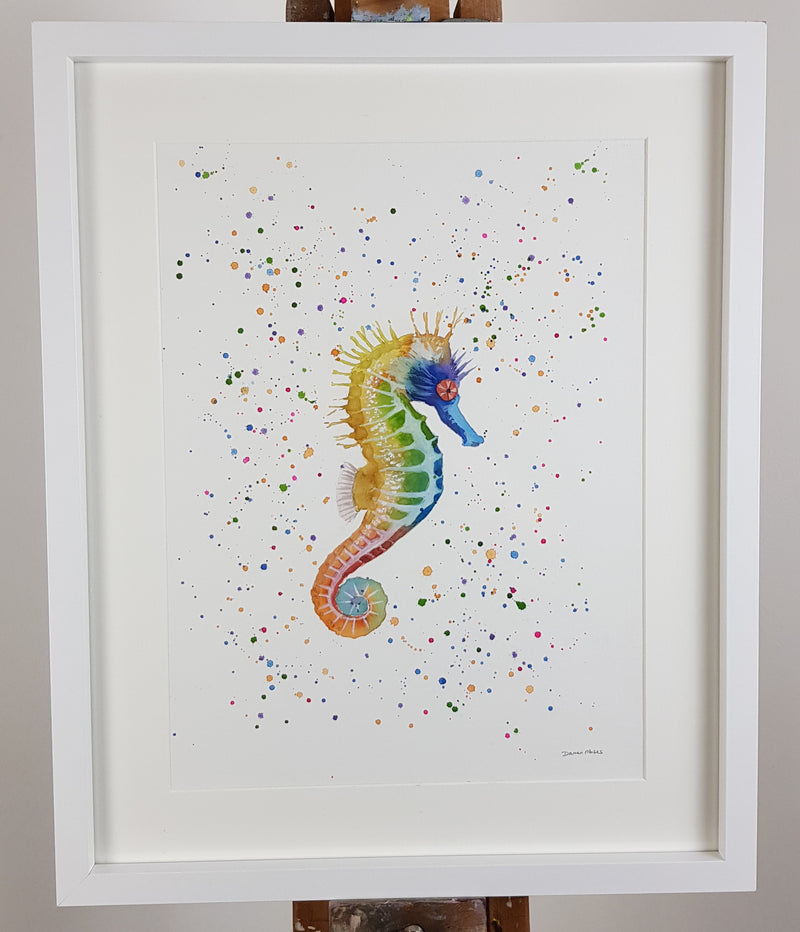 Seahorse Watercolour Painting - 'Sunny' 17" x 12"