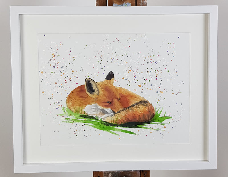 Fox Watercolour Painting - 'Amber' 17" x 12"