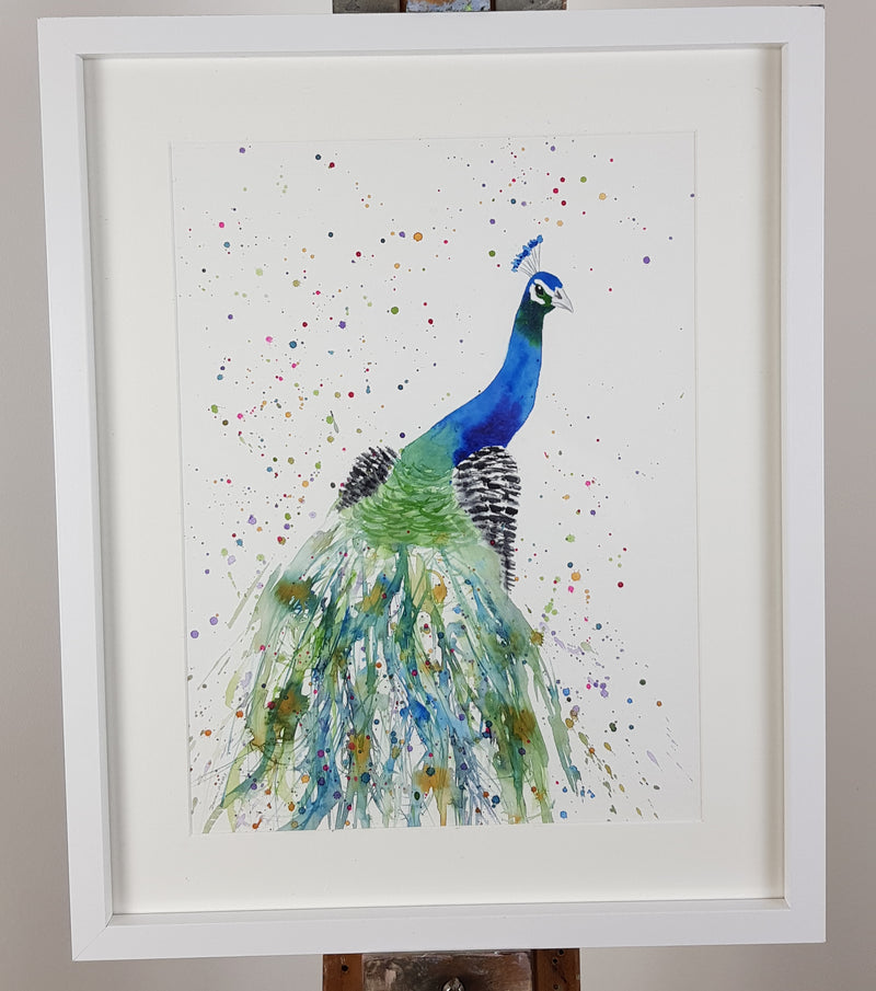 Peacock Watercolour Painting - 'Perry' 17" x 12"