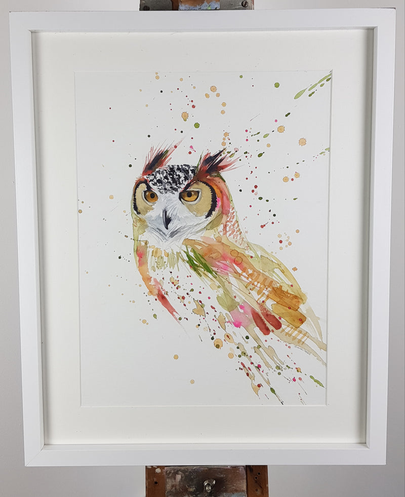 Owl Watercolour Painting - 'Oz' 17" x 12"