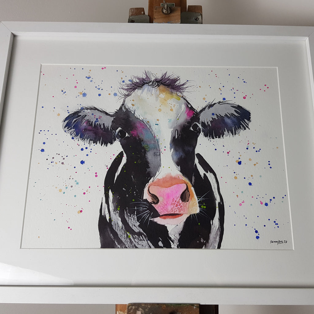 Cow Watercolour 'Moochelle - 16.5" x 12" #3045 - SkinnyDaz Art, Design & Illustration