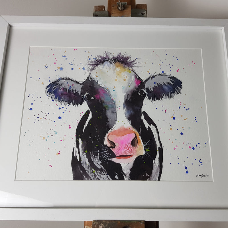 Cow Watercolour 'Moochelle - 16.5" x 12" #3045 - SkinnyDaz Art, Design & Illustration